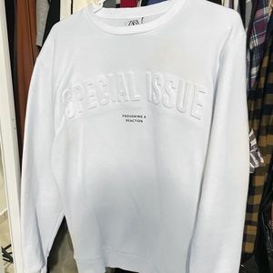 Zara Letters Textured Sweater Men’s Small Crewneck Special Issue